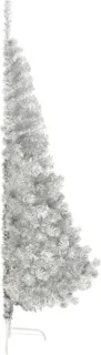 vidaXL Kunstkerstboom half 180 cm zilverkleurig PET