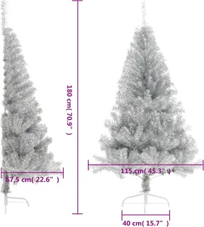 vidaXL Kunstkerstboom half 180 cm zilverkleurig PET