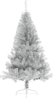 vidaXL Kunstkerstboom half 180 cm zilverkleurig PET