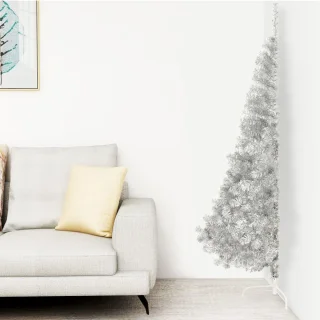 vidaXL Kunstkerstboom half 180 cm zilverkleurig PET