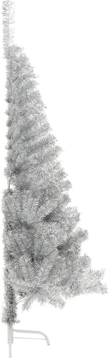 vidaXL Kunstkerstboom half 180 cm zilverkleurig PET