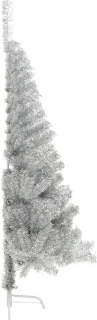 vidaXL Kunstkerstboom half 180 cm zilverkleurig PET