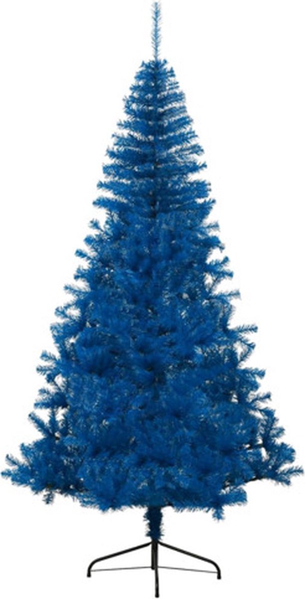 vidaXL Kunstkerstboom Half 210 cm Blauw PVC
