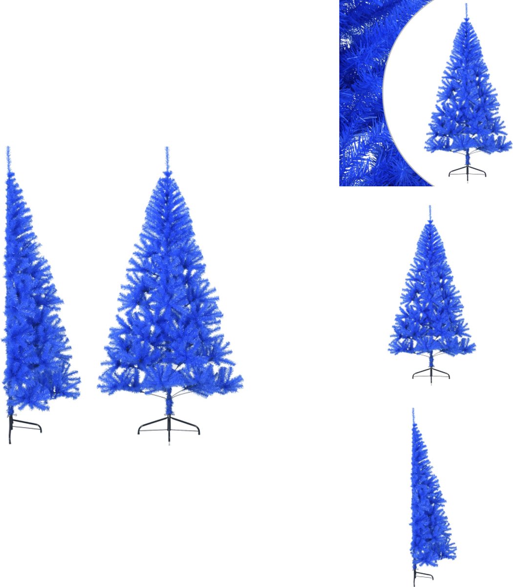 vidaXL Kunstkerstboom Half 210 cm Blauw PVC