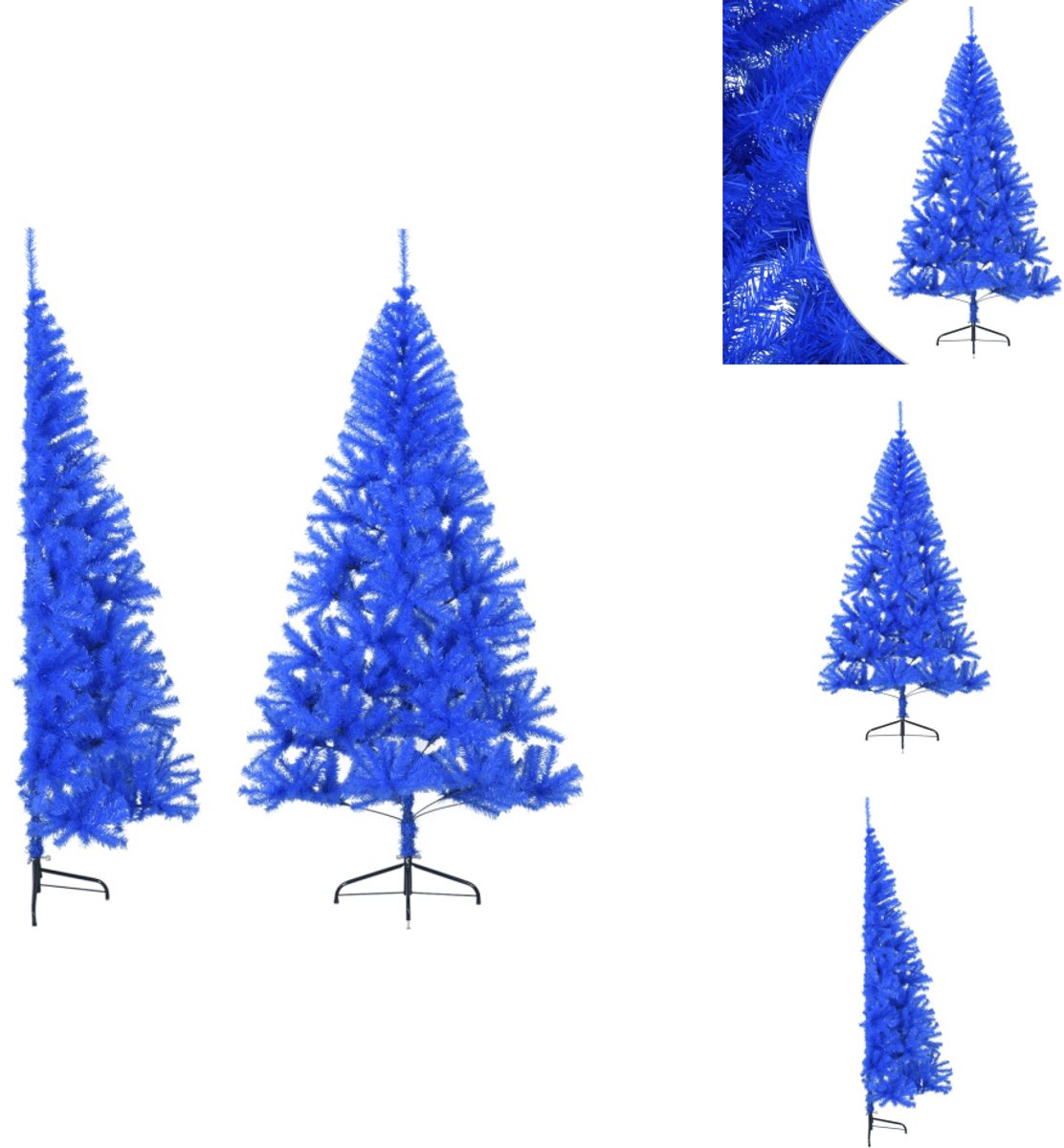 vidaXL Kunstkerstboom Half 210 cm Blauw PVC