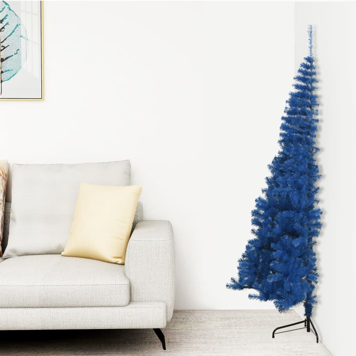 vidaXL Kunstkerstboom Half 210 cm Blauw PVC