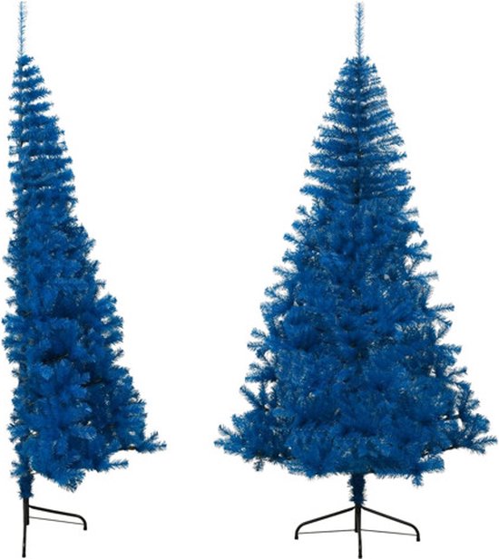 vidaXL Kunstkerstboom Half 210 cm Blauw PVC