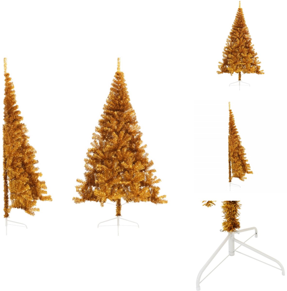 vidaXL Kunstkerstboom half 210 cm goudkleurig