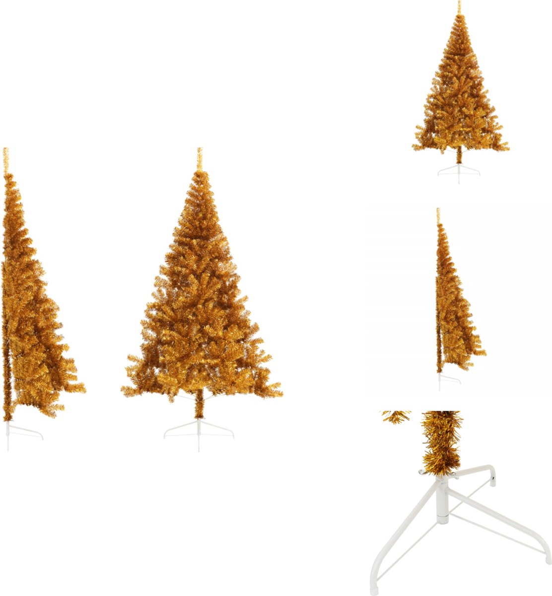 vidaXL Kunstkerstboom half 210 cm goudkleurig