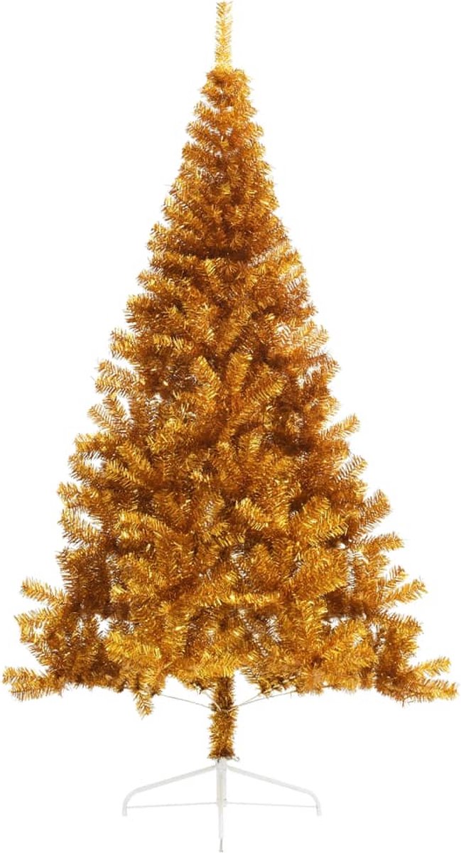 vidaXL Kunstkerstboom half 210 cm goudkleurig