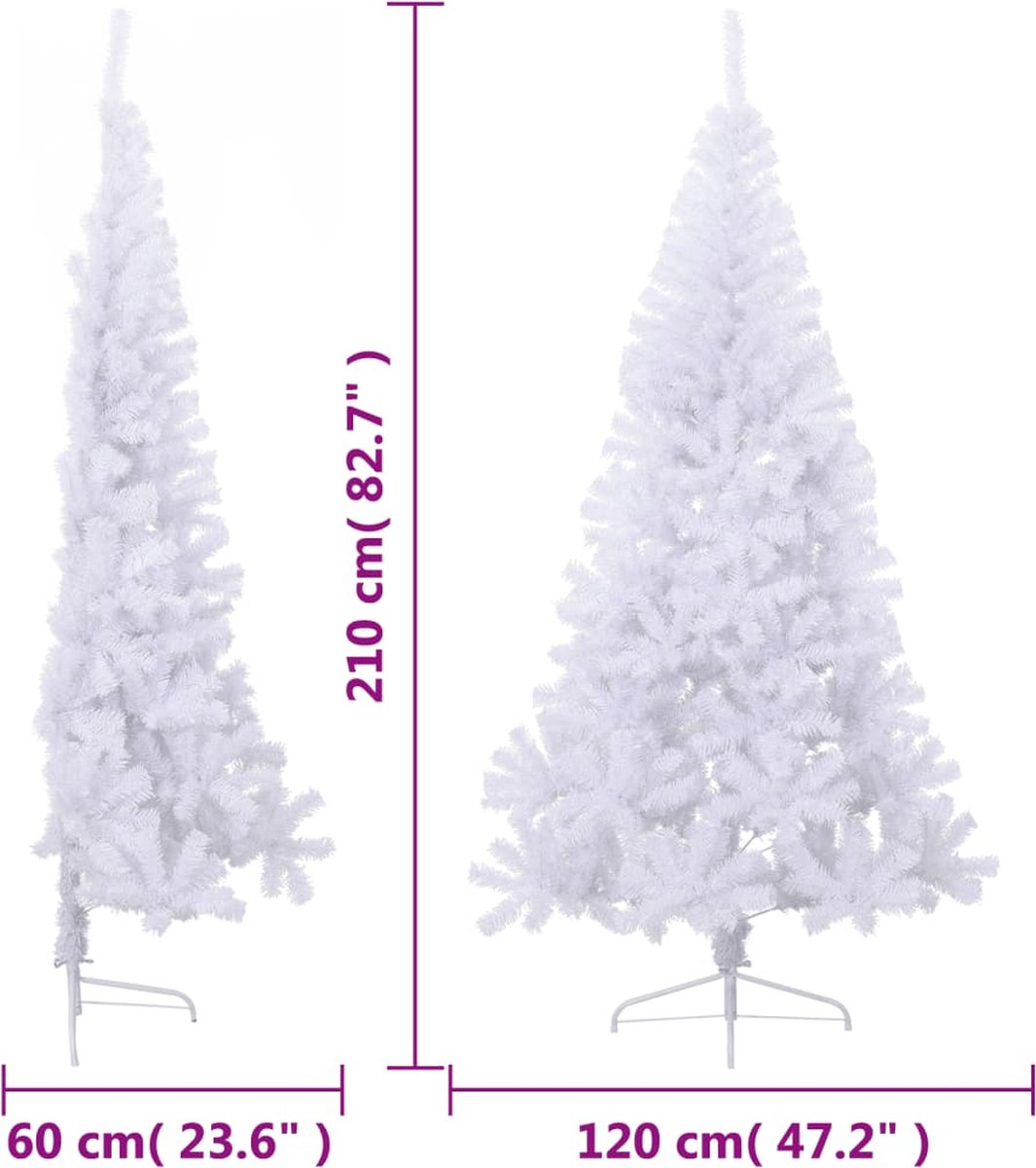 vidaXL Kunstkerstboom half 210 cm groen PVC met standaard