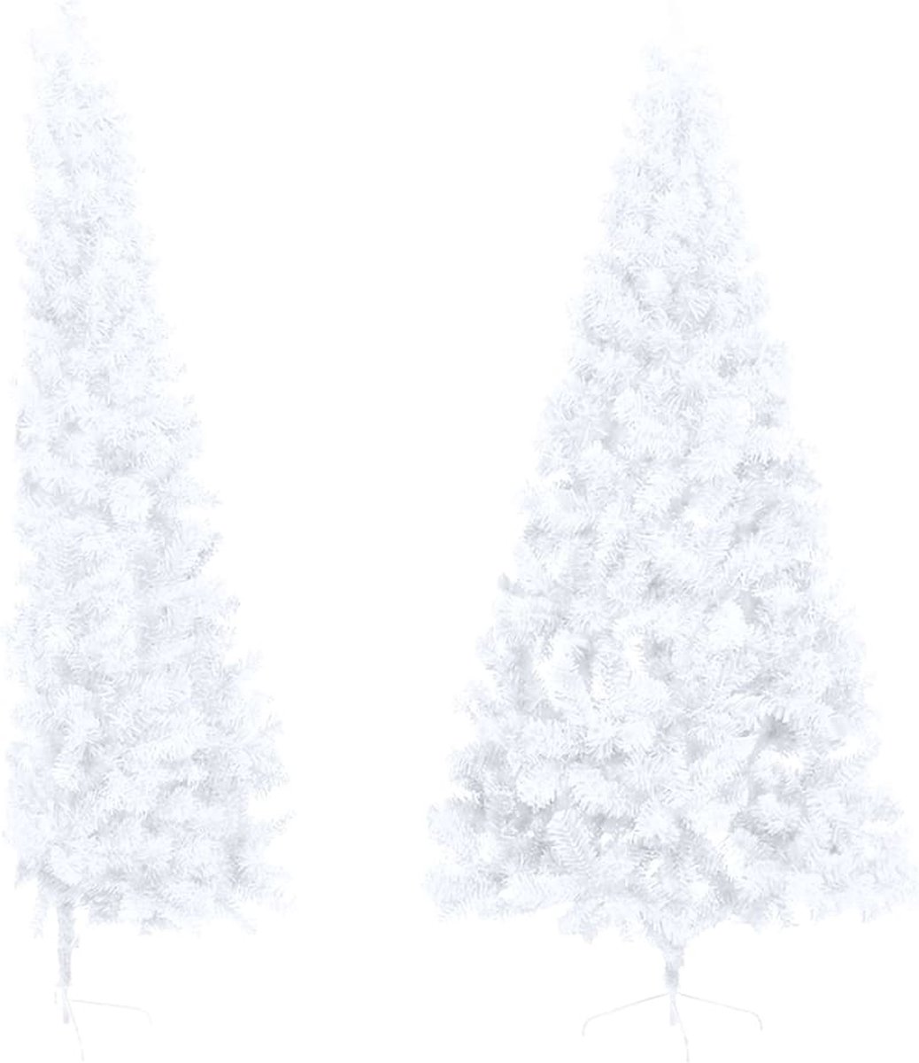 vidaXL Kunstkerstboom half 210 cm groen PVC met standaard