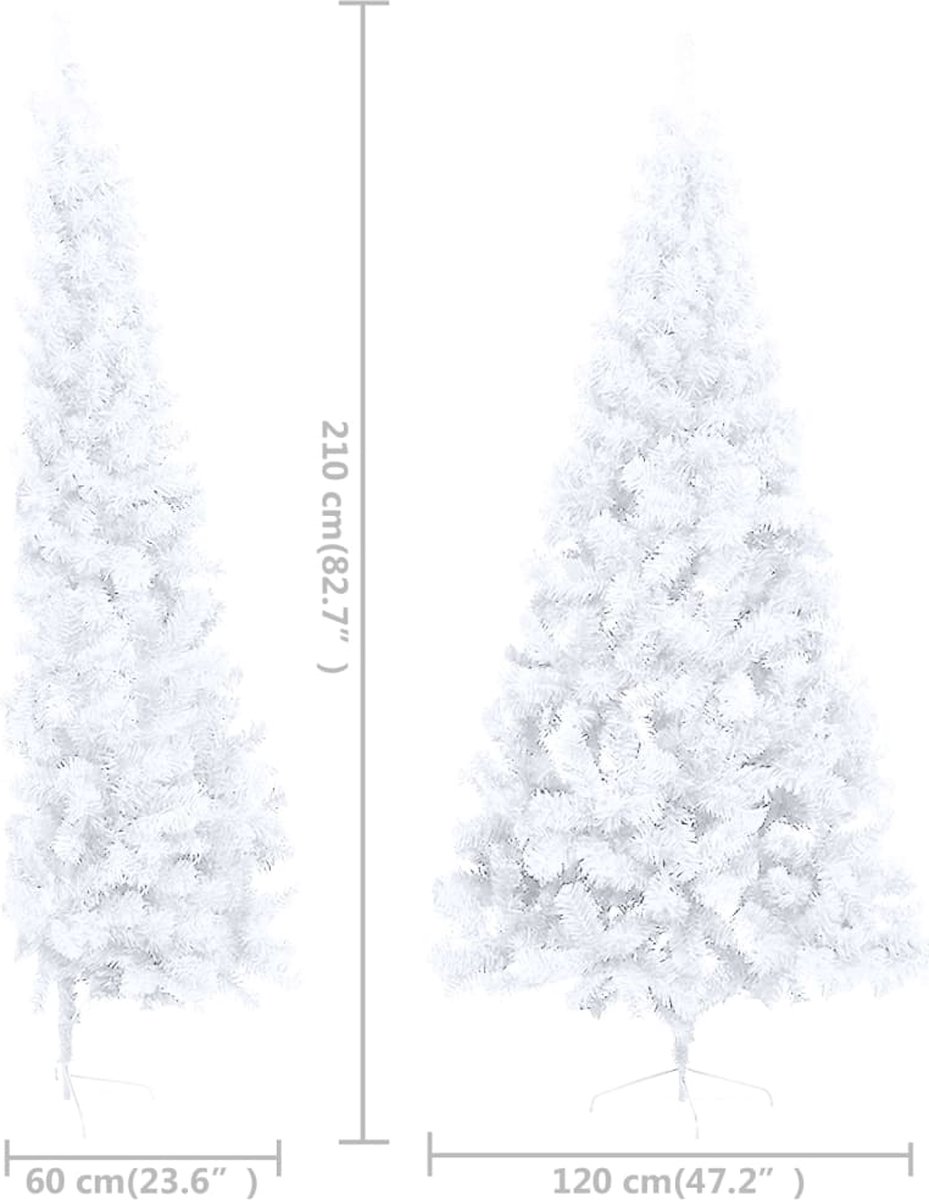 vidaXL Kunstkerstboom half 210 cm groen PVC met standaard