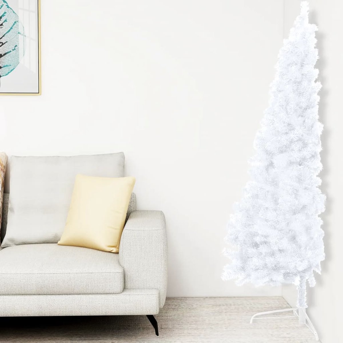 vidaXL Kunstkerstboom half 210 cm groen PVC met standaard
