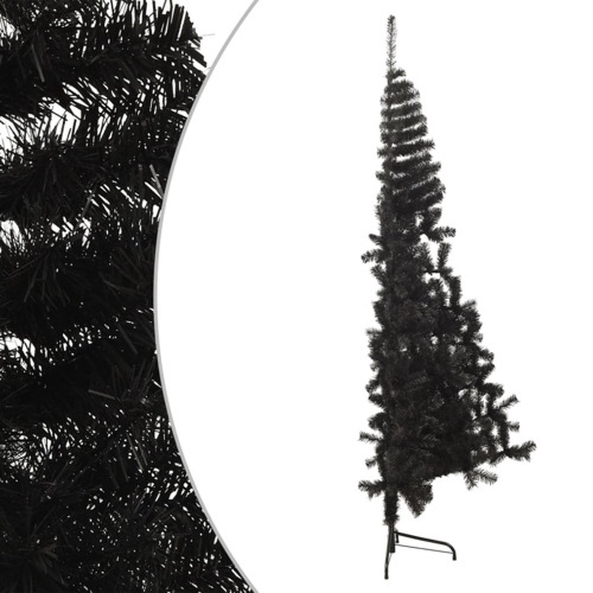 vidaXL Kunstkerstboom Half 210 cm PVC Zwart