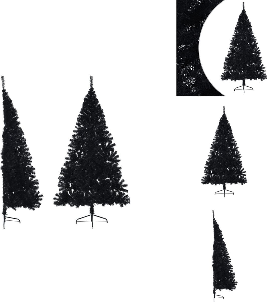 vidaXL Kunstkerstboom Half 210 cm PVC Zwart