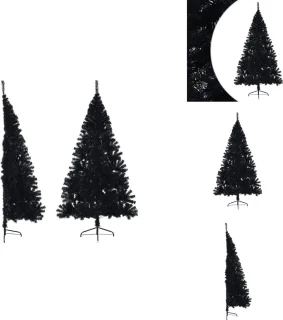 vidaXL Kunstkerstboom Half 210 cm PVC Zwart