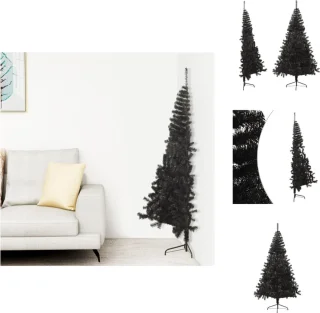 vidaXL Kunstkerstboom Half 210 cm PVC Zwart