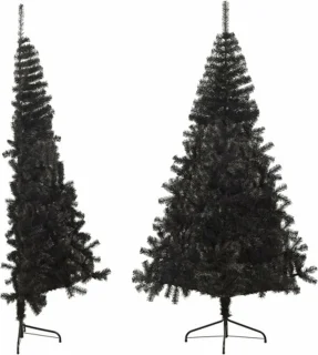 vidaXL Kunstkerstboom Half 210 cm PVC Zwart