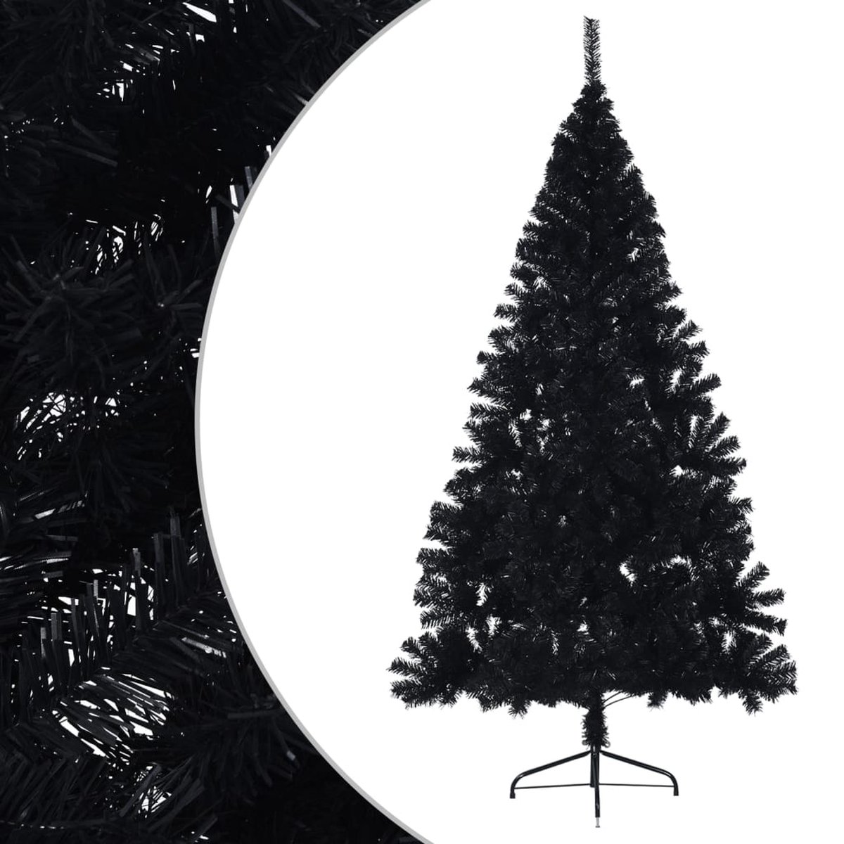 vidaXL Kunstkerstboom Half 210 cm PVC Zwart