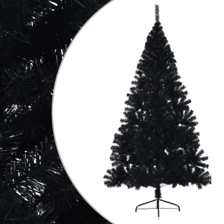 vidaXL Kunstkerstboom Half 210 cm PVC Zwart