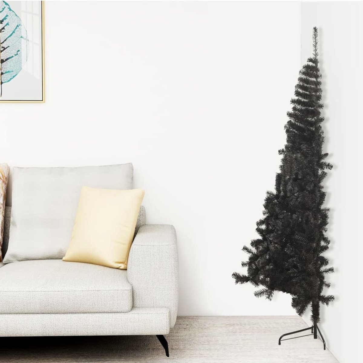 vidaXL Kunstkerstboom Half 210 cm PVC Zwart