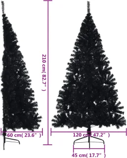 vidaXL Kunstkerstboom Half 210 cm PVC Zwart