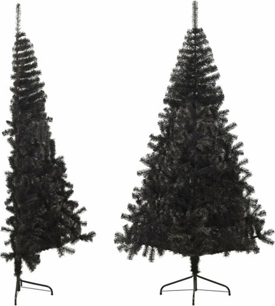 vidaXL Kunstkerstboom Half 210 cm PVC Zwart