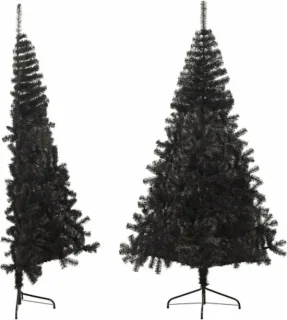 vidaXL Kunstkerstboom Half 210 cm PVC Zwart