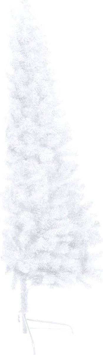 vidaXL Kunstkerstboom half 210 cm wit met verlichting en kerstballen