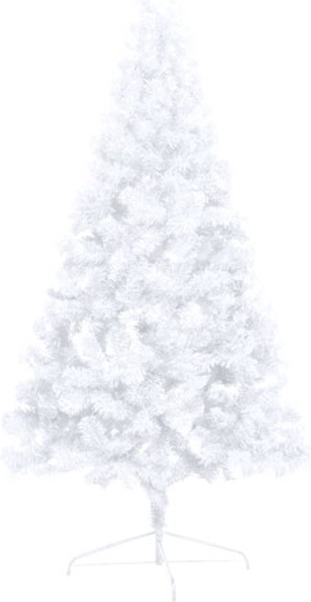 vidaXL Kunstkerstboom half 210 cm wit met verlichting en kerstballen