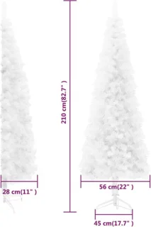 vidaXL Kunstkerstboom Half 210 cm Wit