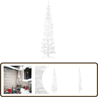 vidaXL Kunstkerstboom Half 210 cm Wit