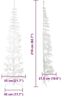 vidaXL Kunstkerstboom Half 210 cm Wit