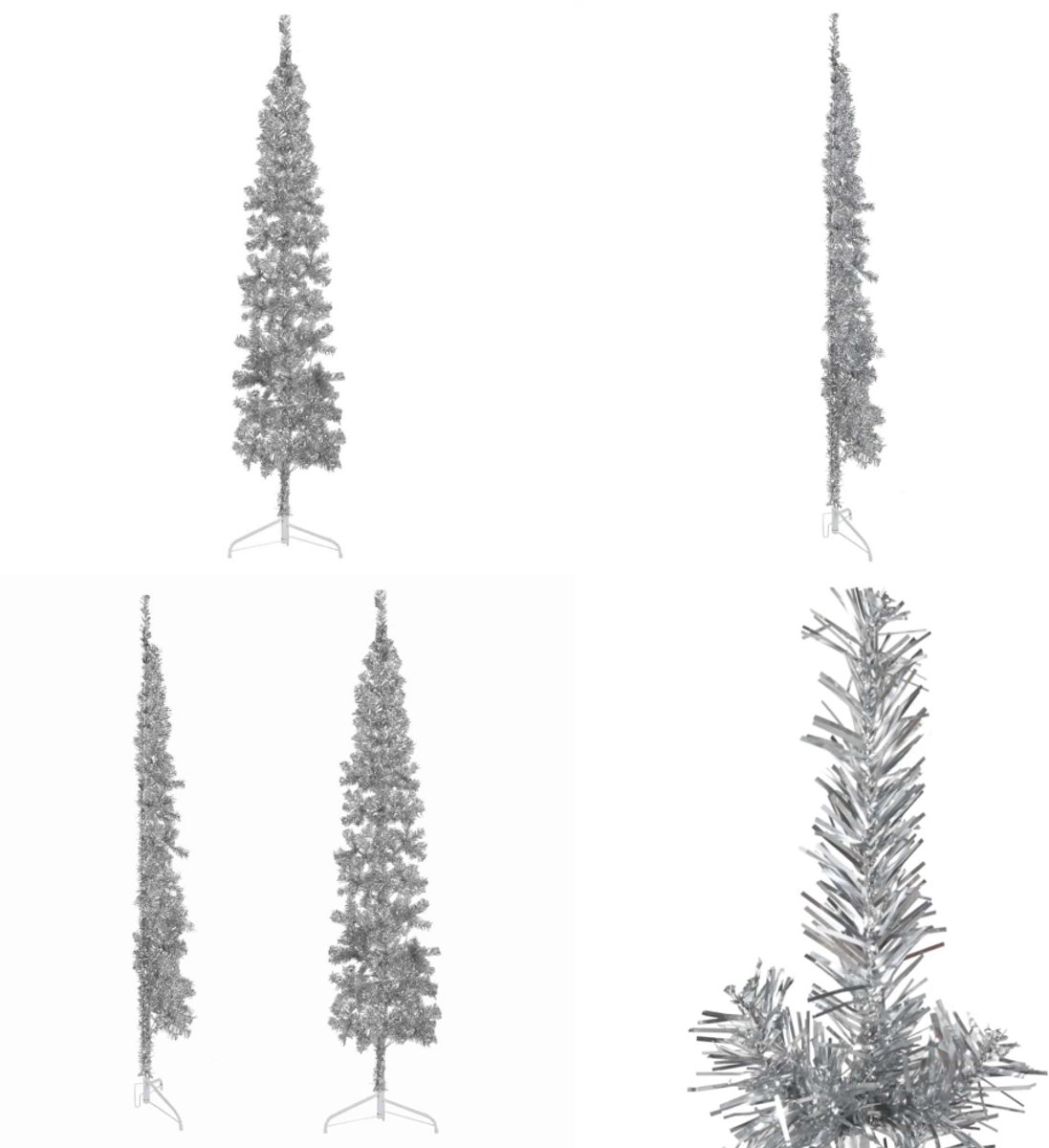vidaXL Kunstkerstboom half 210 cm zilverkleurig