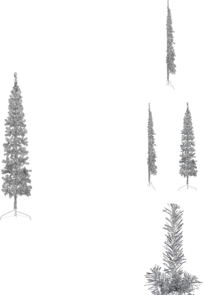 vidaXL Kunstkerstboom half 210 cm zilverkleurig