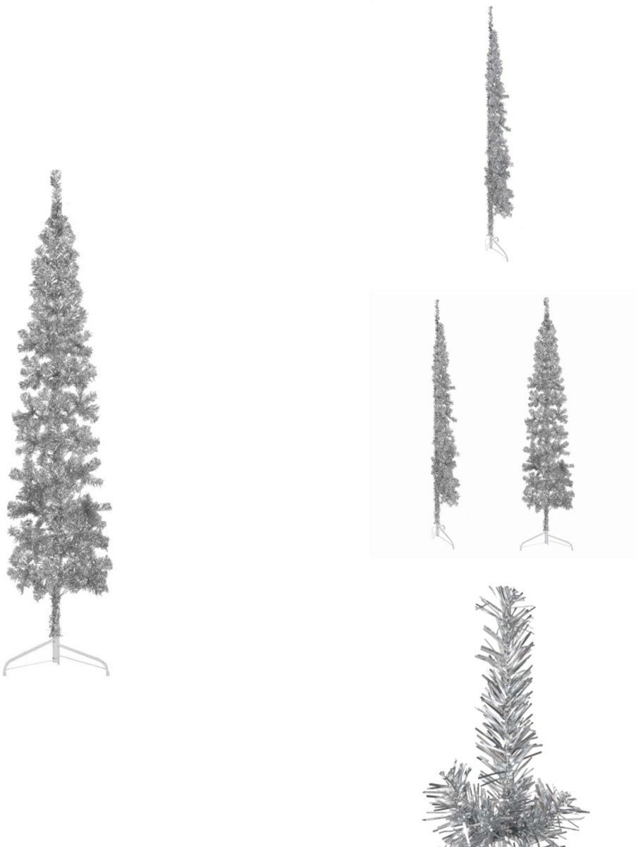 vidaXL Kunstkerstboom half 210 cm zilverkleurig