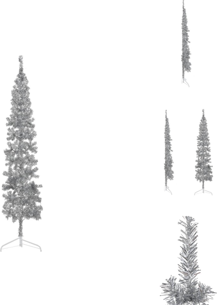 vidaXL Kunstkerstboom half 210 cm zilverkleurig