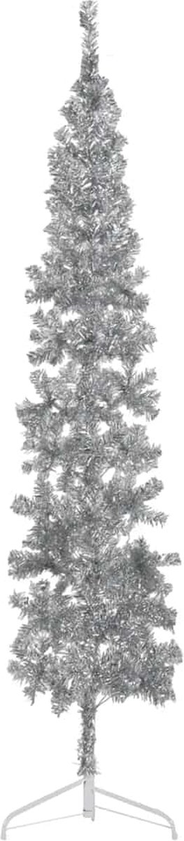 vidaXL Kunstkerstboom half 210 cm zilverkleurig