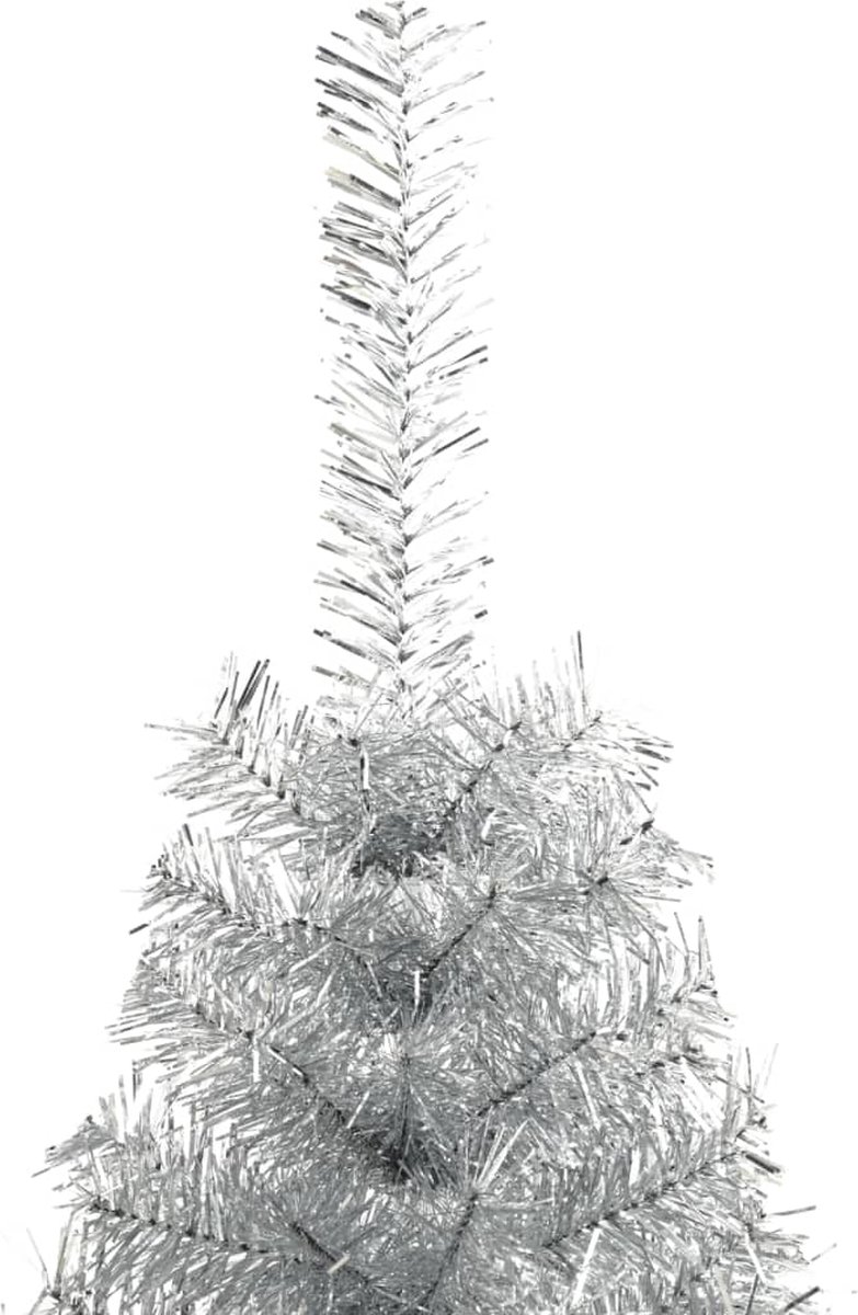 vidaXL Kunstkerstboom half 210 cm zilverkleurig PET