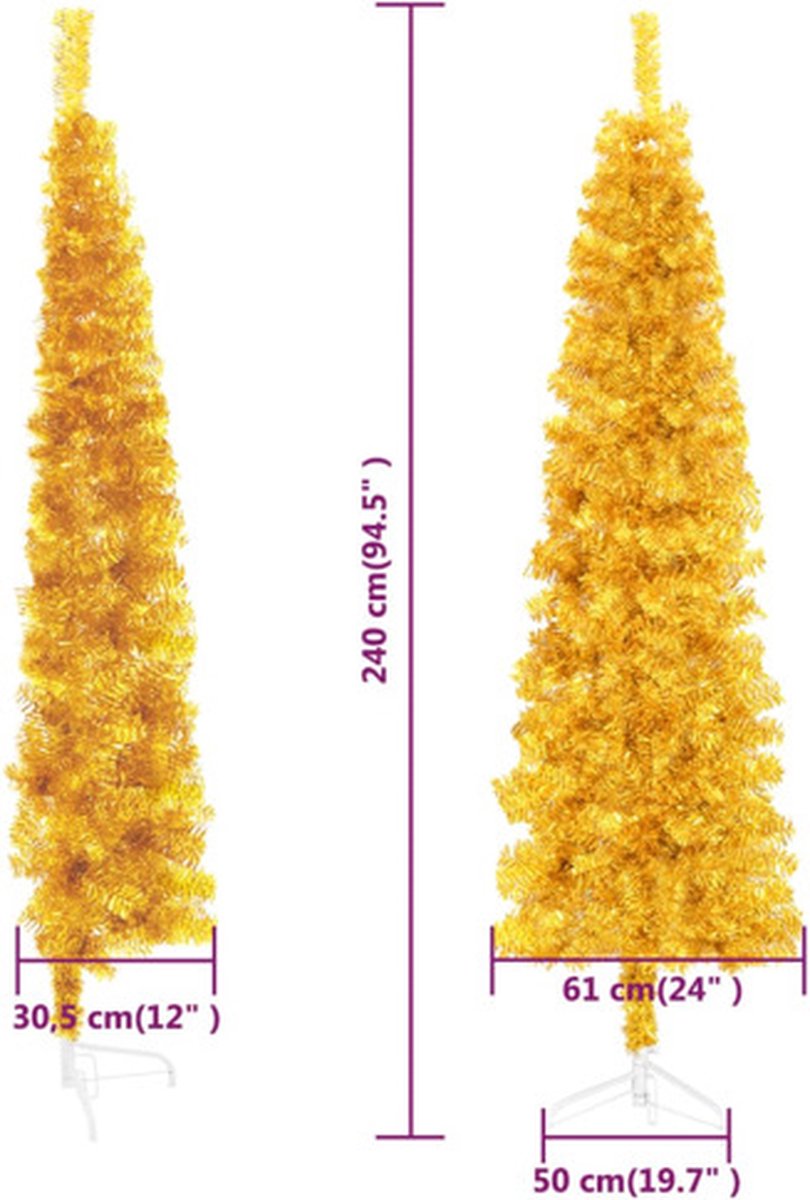 vidaXL Kunstkerstboom Half 240 cm Goudkleurig