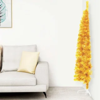 vidaXL Kunstkerstboom Half 240 cm Goudkleurig