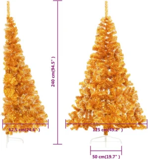 vidaXL Kunstkerstboom half 240 cm goudkleurig PET