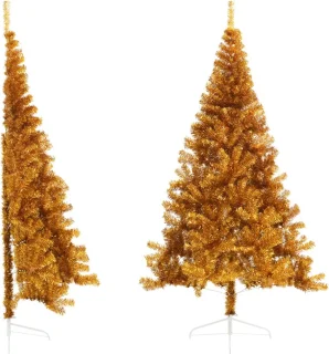 vidaXL Kunstkerstboom half 240 cm goudkleurig PET