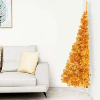 vidaXL Kunstkerstboom half 240 cm goudkleurig PET