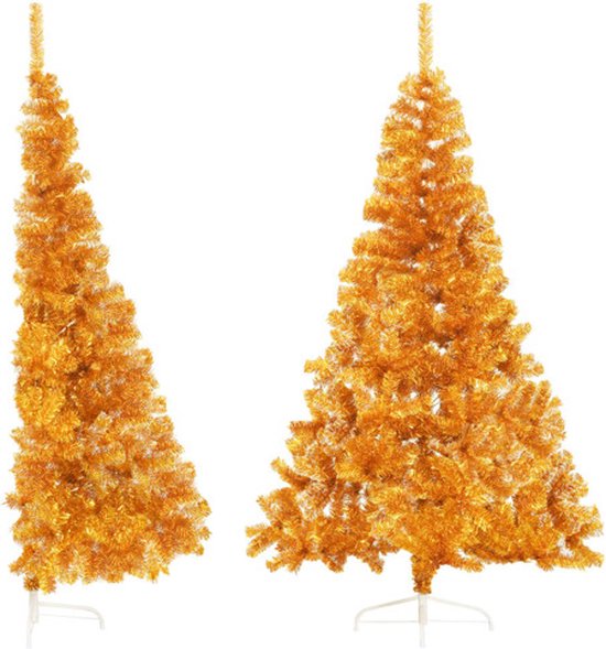 vidaXL Kunstkerstboom half 240 cm goudkleurig PET