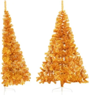 vidaXL Kunstkerstboom half 240 cm goudkleurig PET