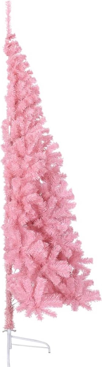 vidaXL Kunstkerstboom half 240 cm roze PVC met standaard