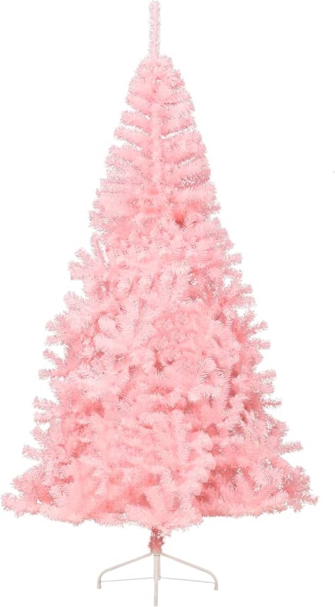 vidaXL Kunstkerstboom half 240 cm roze PVC met standaard