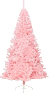 vidaXL Kunstkerstboom half 240 cm roze PVC met standaard
